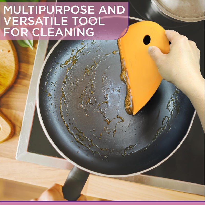 Zoie + Chloe Multipurpose Silicone Bowl Scraper - Dough Scraper for Cleaning Mixing Bowls, Baking Pan - Silicone Scraper Spatula For Painting, Smoothing, Frosting, Cake Decorating - Yellow, 7x3.75" - Image 5